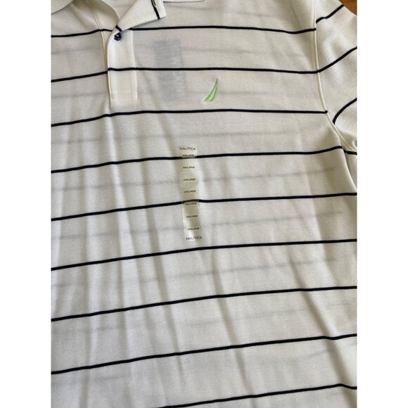 Nautica Mens Performance Deck Shirt Classic Fit 3XL White & Black Striped Polo S - Picture 3 of 3